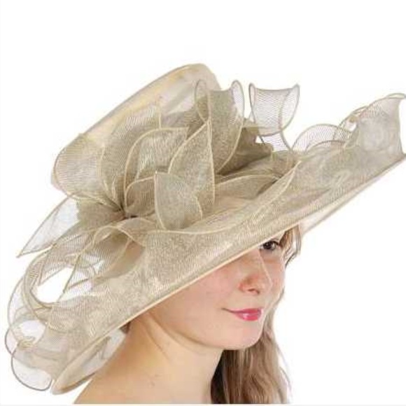 Metallic bow large dress hat Large fancy dress hat main image 3